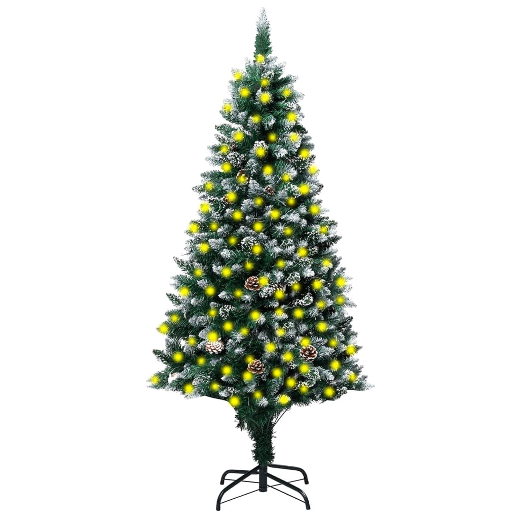 vidaXL Artificial Christmas Tree LEDs&Pine Cones&White Snow 240 cm
