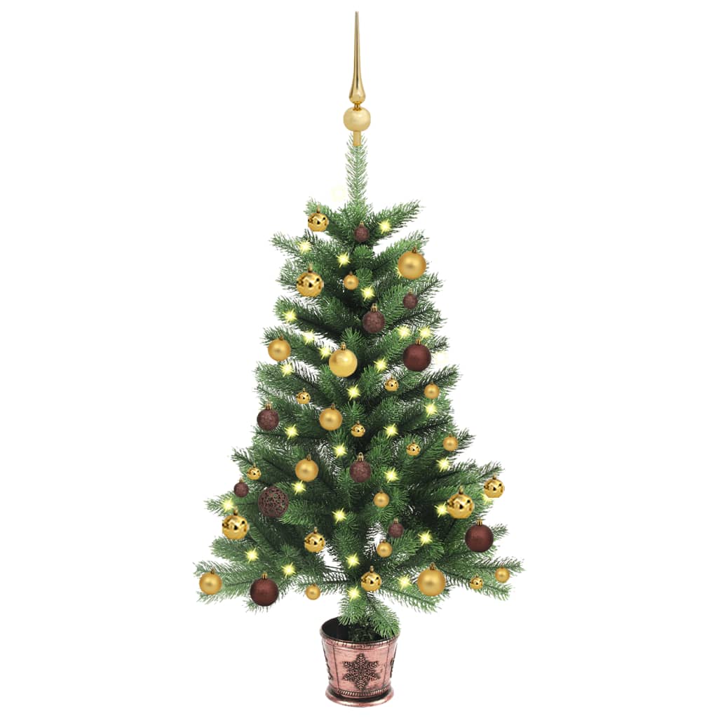 vidaXL Artificial Pre-lit Christmas Tree with Ball Set 90 cm Green
