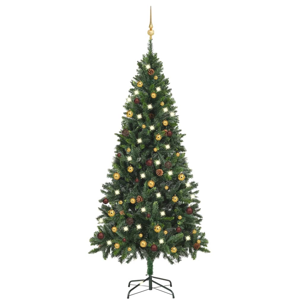 vidaXL Artificial Pre-lit Christmas Tree with Ball Set Green 180 cm
