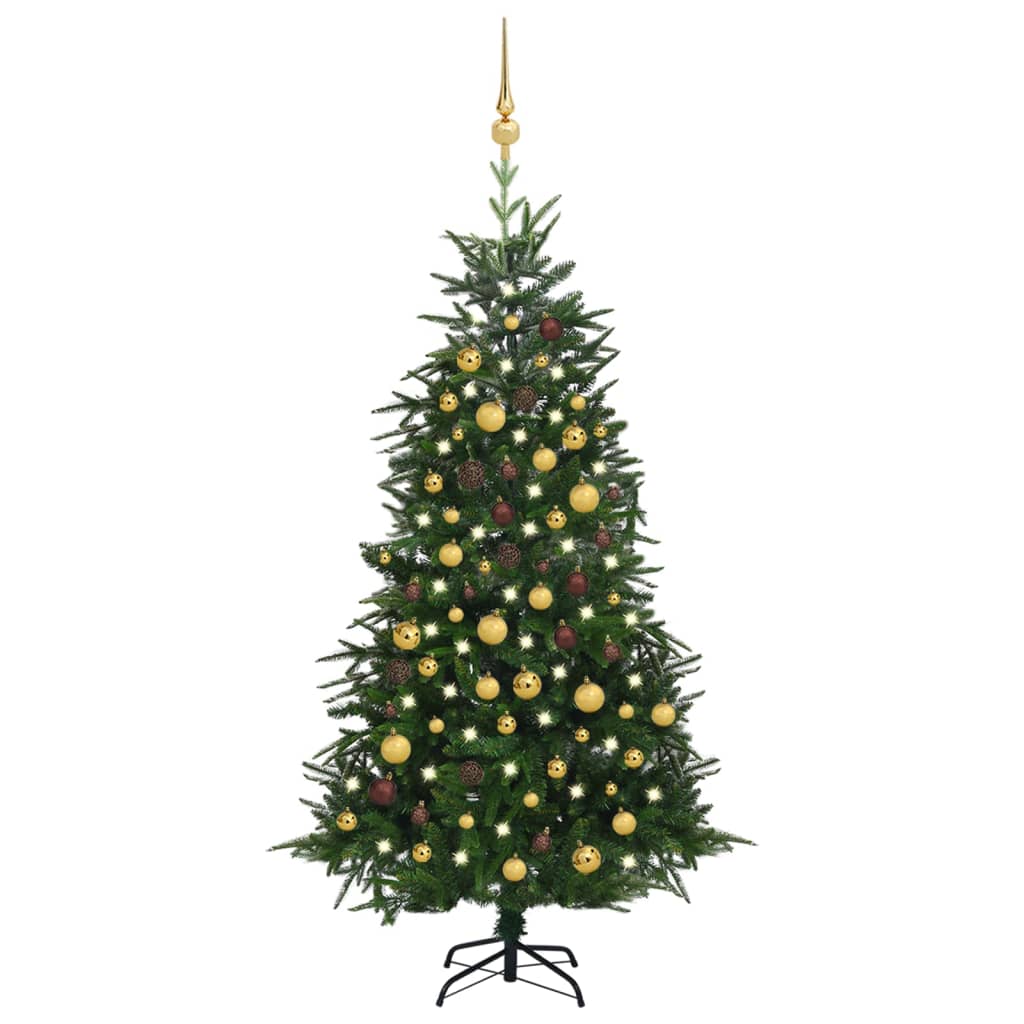 vidaXL Artificial Christmas Tree LEDs&Ball Set Green 180 cm PVC&PE