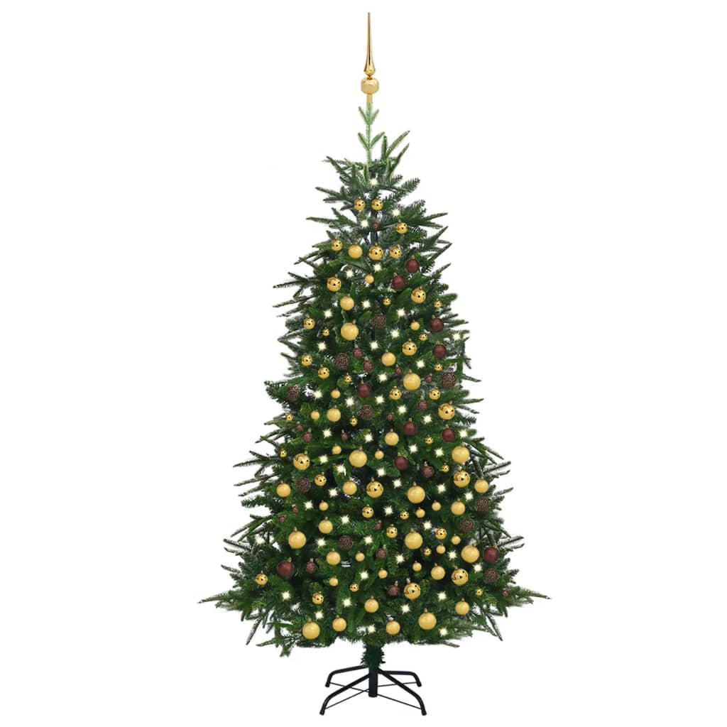 vidaXL Artificial Christmas Tree LEDs&Ball Set Green 240 cm PVC&PE