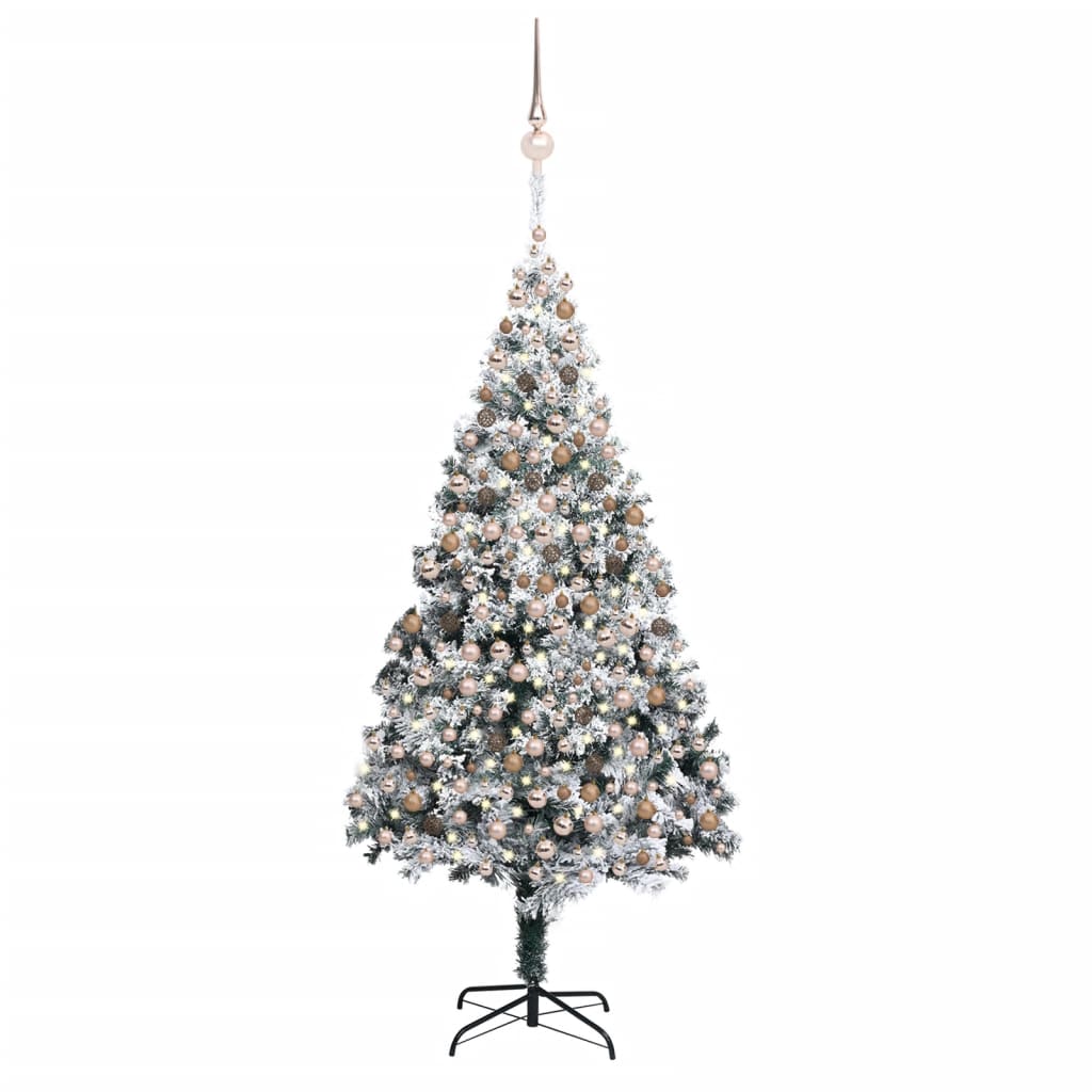 vidaXL Artificial Christmas Tree LEDs&Ball Set&Flocked Snow Green 400cm