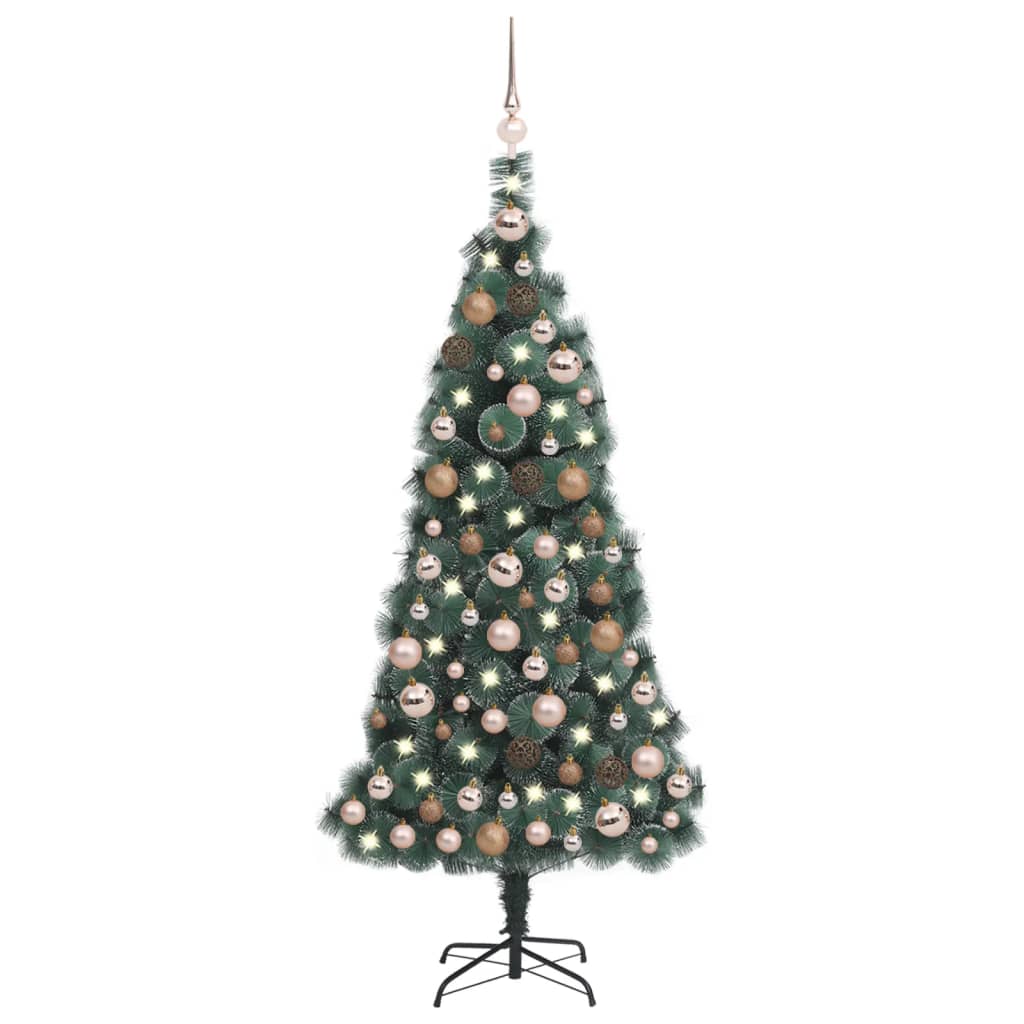 vidaXL Artificial Christmas Tree LEDs&Ball Set Green 120 cm PVC&PE