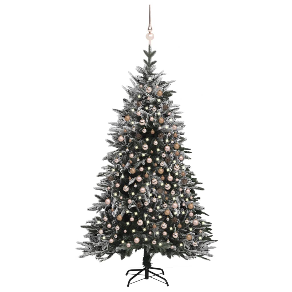 vidaXL Artificial Christmas Tree LED&Ball Set&Flocked Snow 240cm PVC&PE