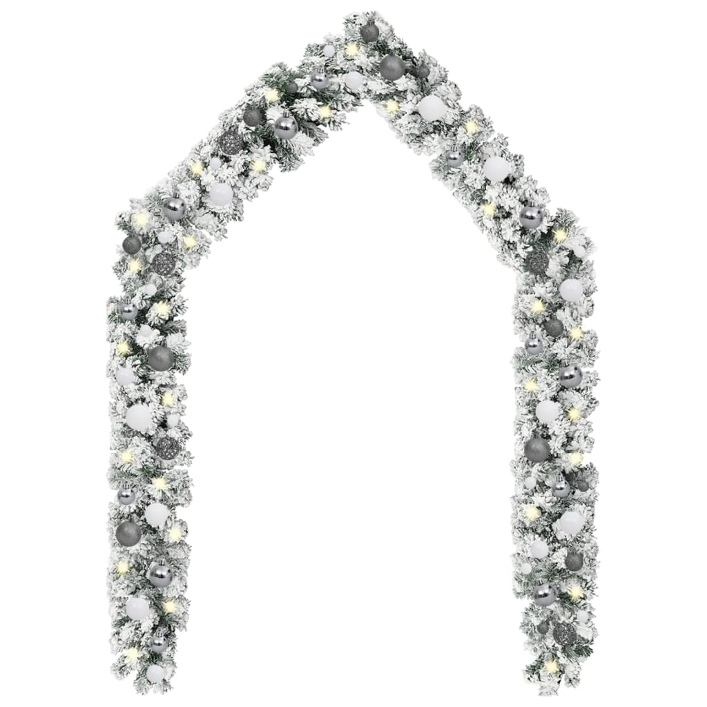 vidaXL Christmas Garland with LEDs&Ball Set Green 5 m PVC