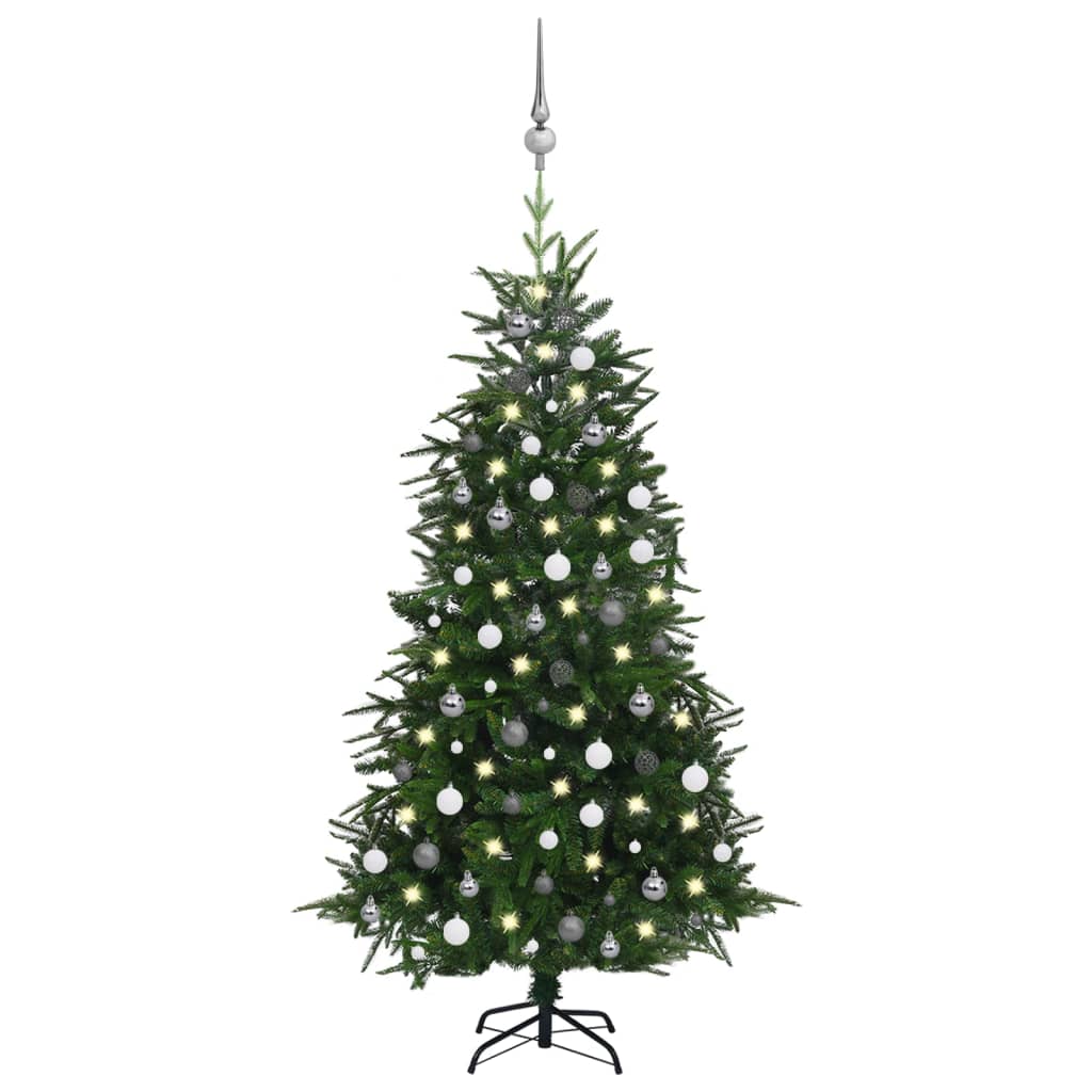 vidaXL Artificial Christmas Tree LEDs&Ball Set Green 180 cm PVC&PE