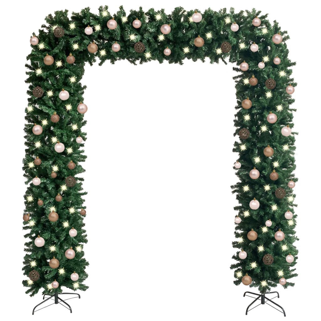 vidaXL Christmas Tree Arch with LEDs&Ball Set Green 240 cm
