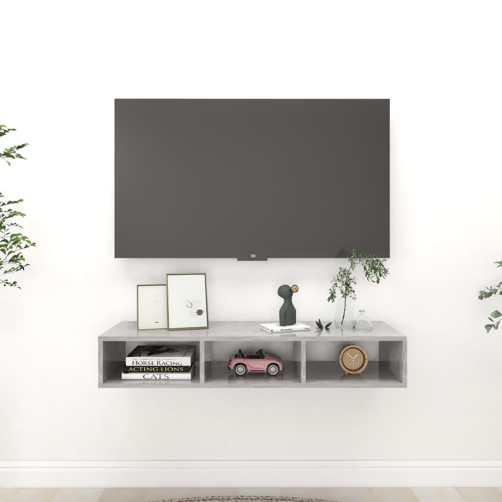 vidaXL Wall Shelf Concrete Grey 102x30x17 cm Engineered Wood