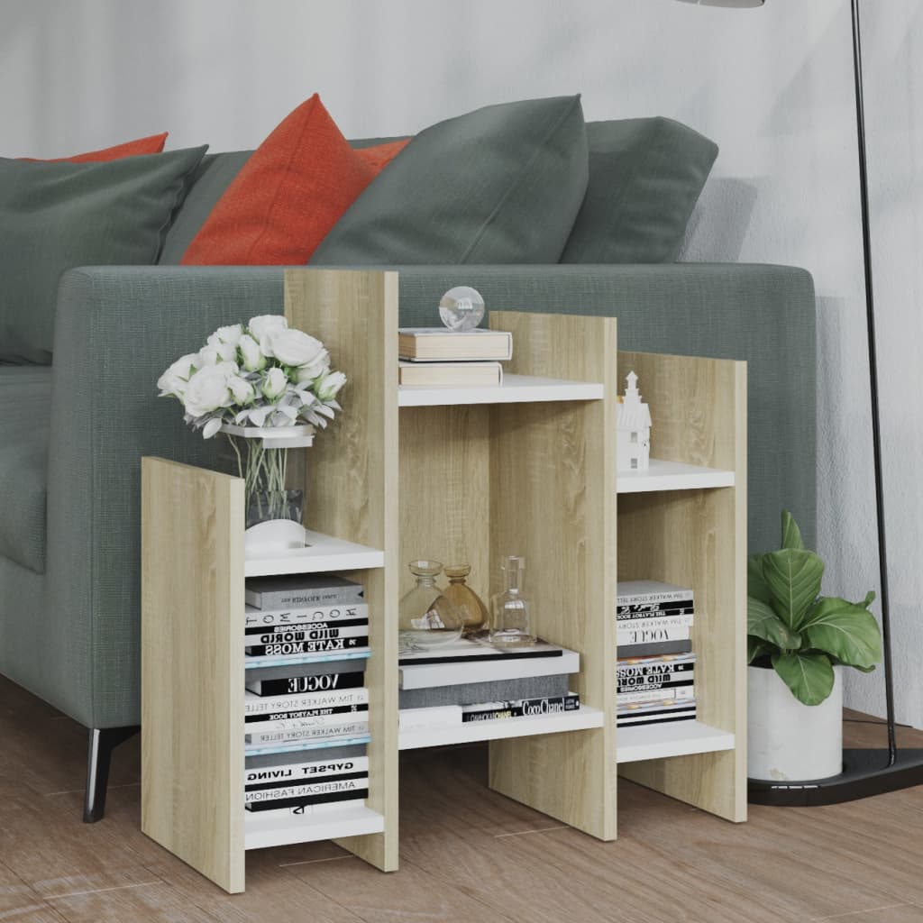 vidaXL Side Cabinet Sonoma Oak and White 60x26x60 cm Engineered Wood