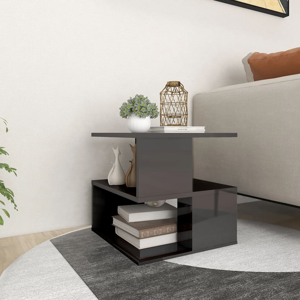 vidaXL Side Table High Gloss Grey 40x40x40 cm Engineered Wood