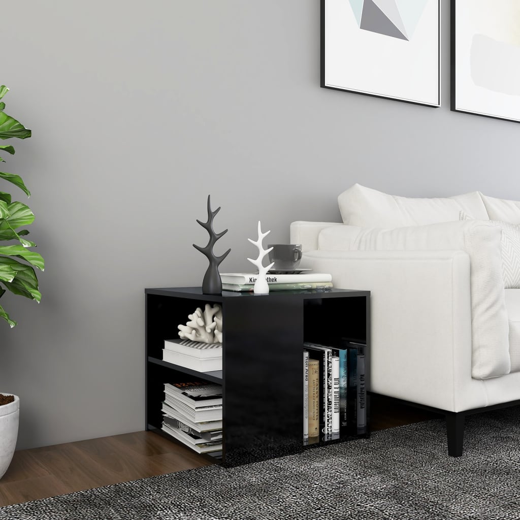 vidaXL Side Table High Gloss Black 50x50x45 cm Engineered Wood