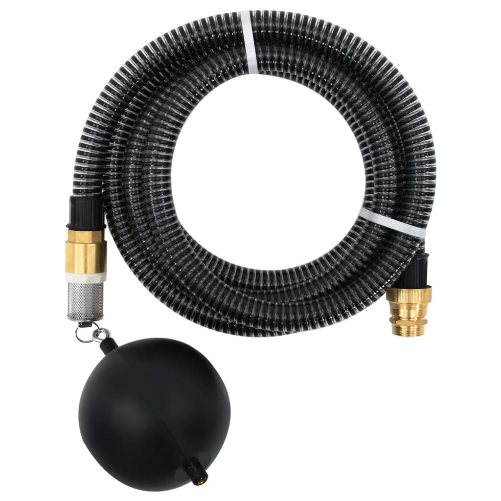 vidaXL Suction Hose with Brass Connectors Black 1.1" 20 m PVC