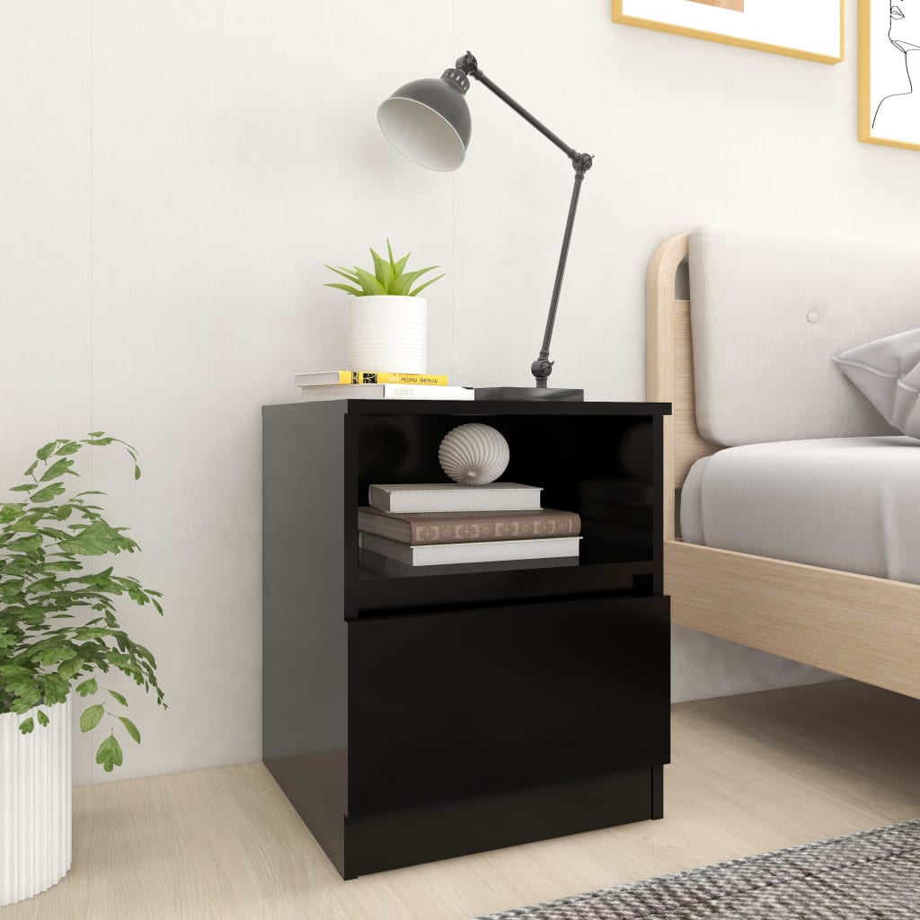 vidaXL Bed Cabinets 2 pcs Black 40x40x50 cm Engineered Wood