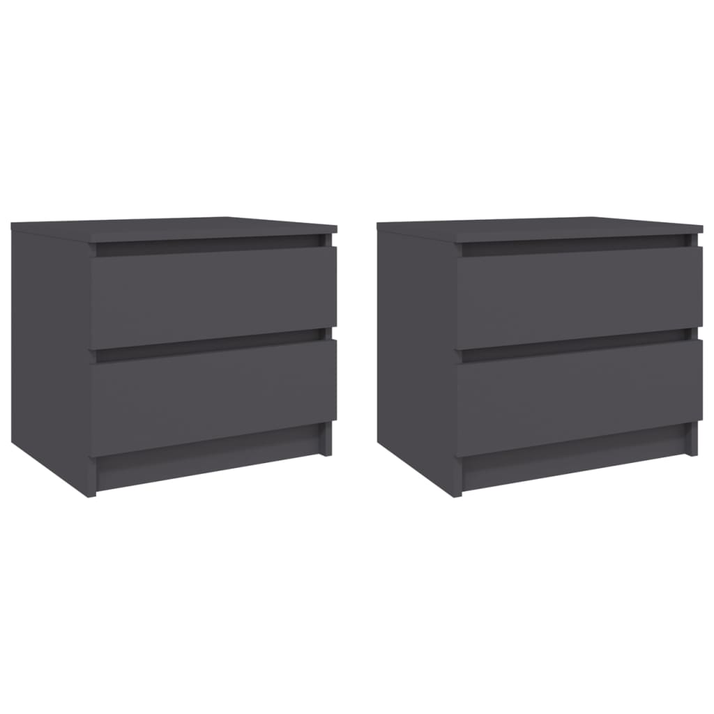 vidaXL Bed Cabinets 2 pcs Grey 50x39x43.5 cm Engineered Wood