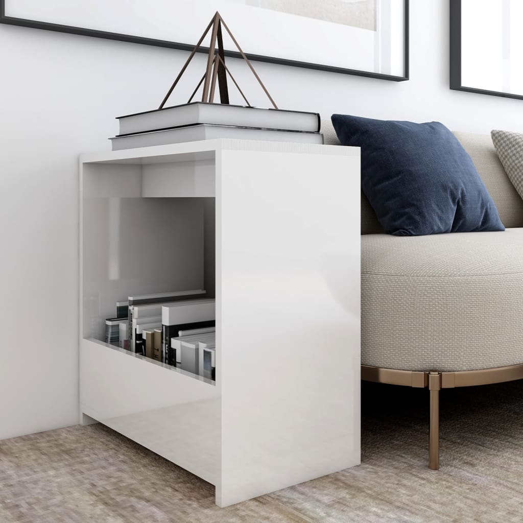 vidaXL Side Table High Gloss White 50x26x50 cm Engineered Wood