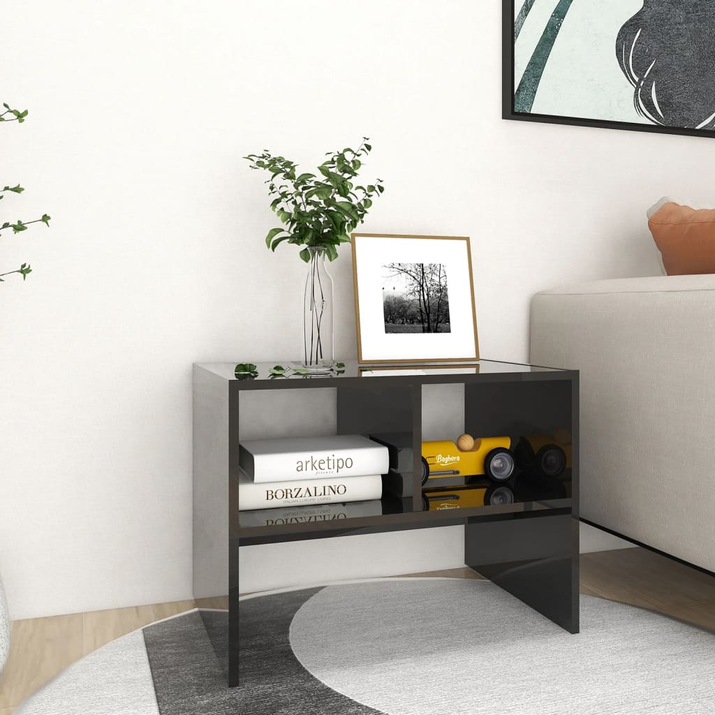 vidaXL Side Table High Gloss Black 60x40x45 cm Engineered Wood
