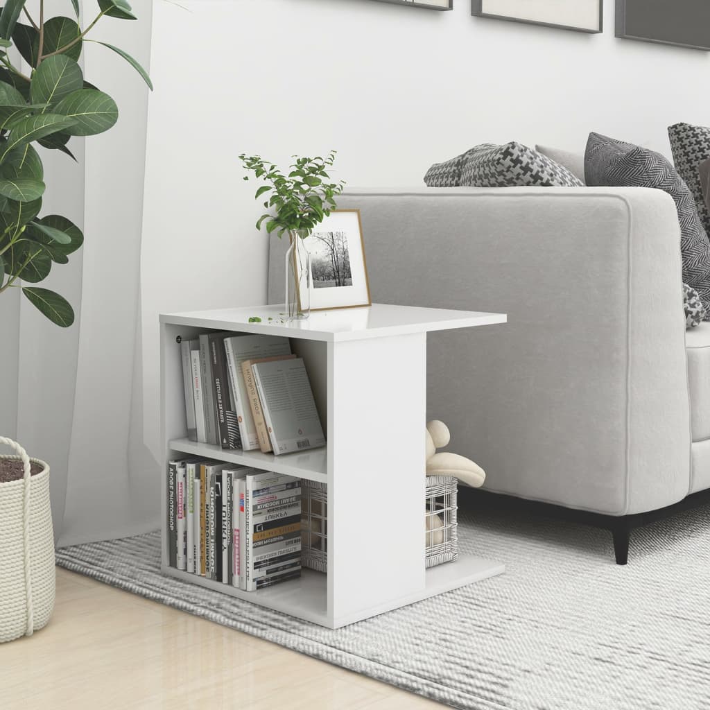 vidaXL Side Table High Gloss White 45x45x48 cm Engineered Wood