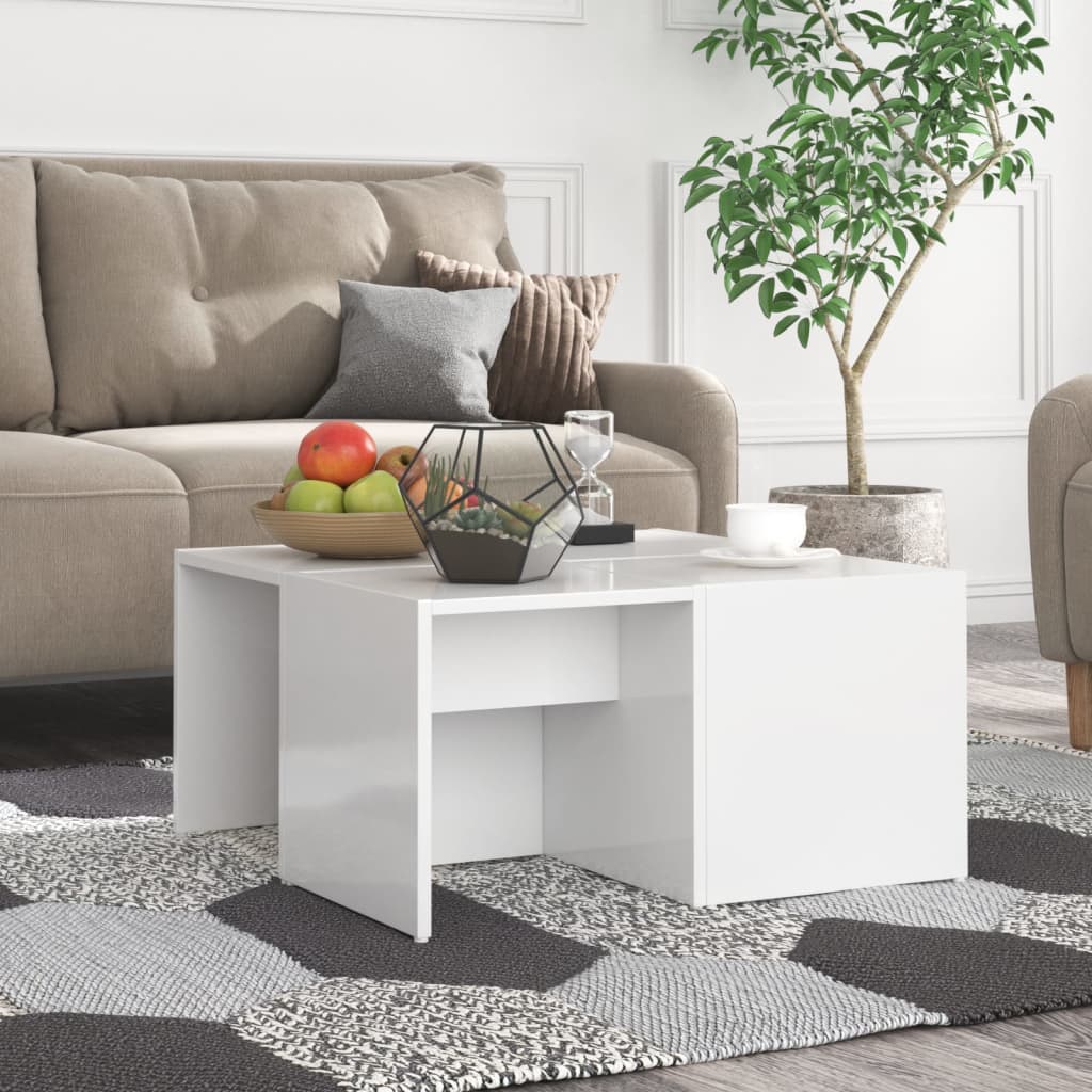 vidaXL Coffee Tables 4 pcs High Gloss White 33x33x33 cm Engineered Wood