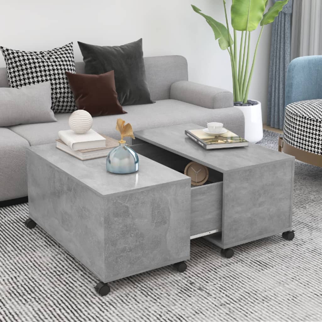 vidaXL Coffee Table Concrete Grey 75x75x38 cm Engineered Wood