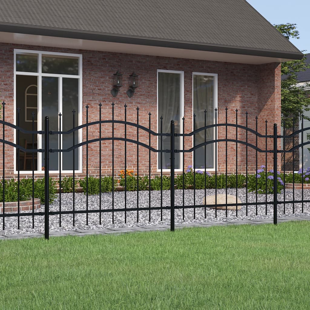 vidaXL Garden Fence with Spear Top Black 140 cm Powder-coated Steel