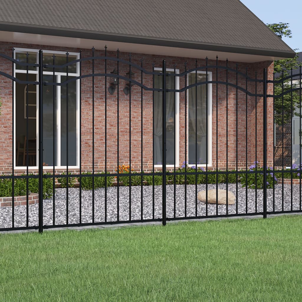 vidaXL Garden Fence with Spear Top Black 190 cm Powder-coated Steel
