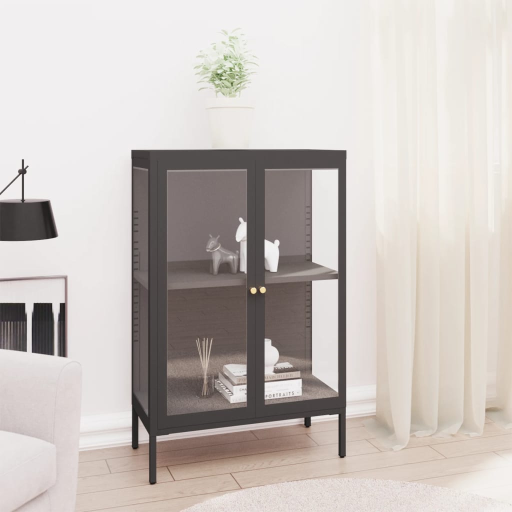 vidaXL Sideboard Anthracite 75x35x105 cm Steel and Glass