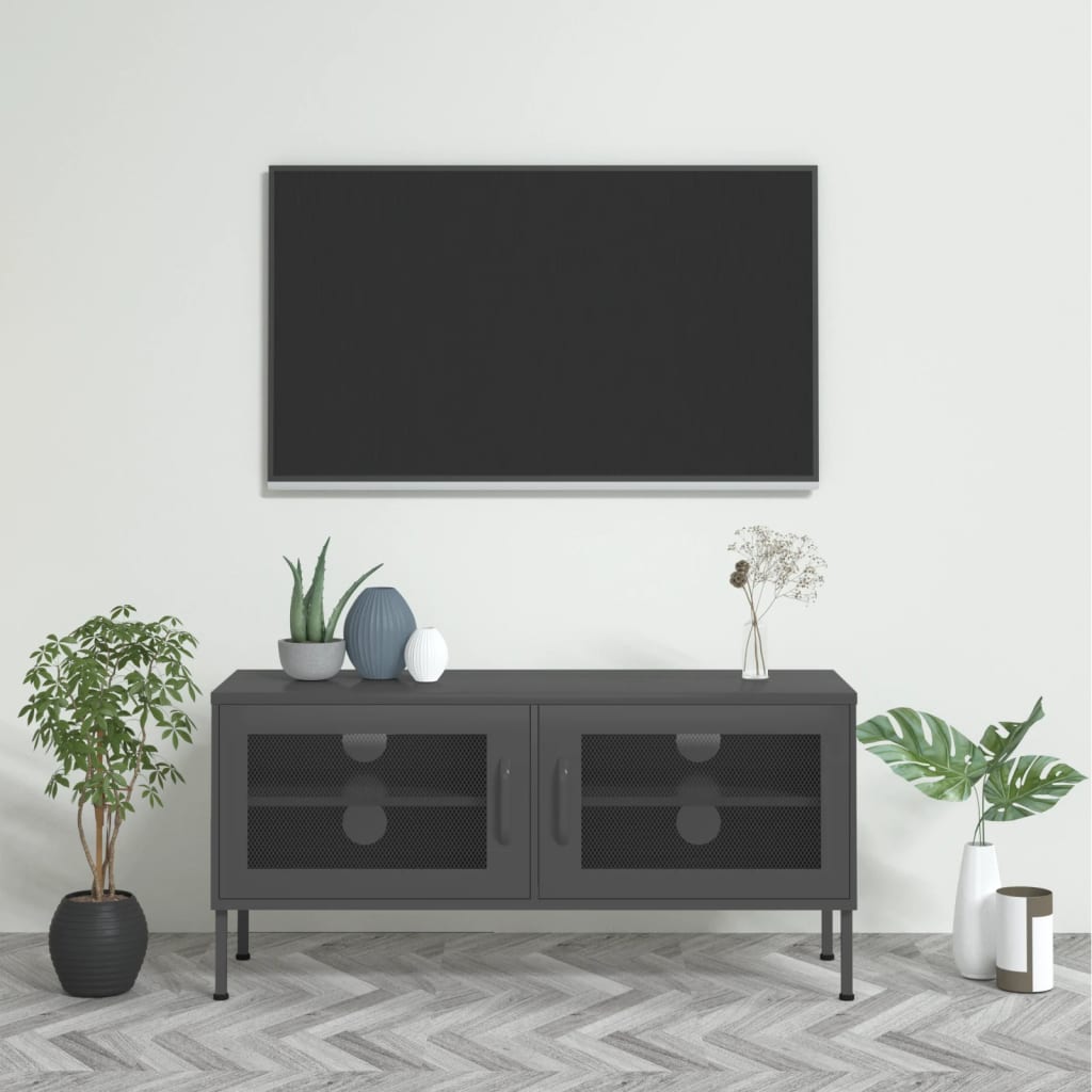 vidaXL TV Cabinet Anthracite 105x35x50 cm Steel