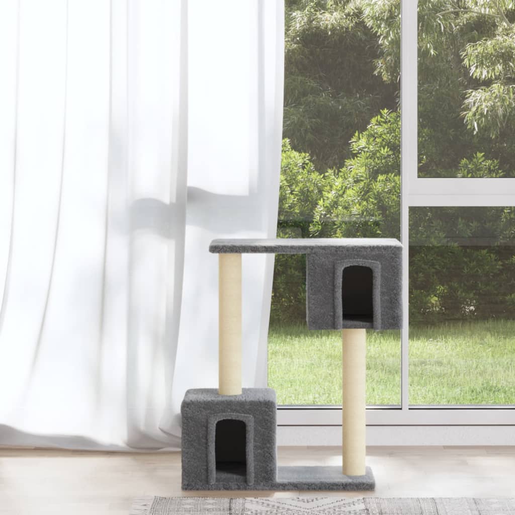 vidaXL Cat Tree with Sisal Scratching Posts Light Grey 60 cm