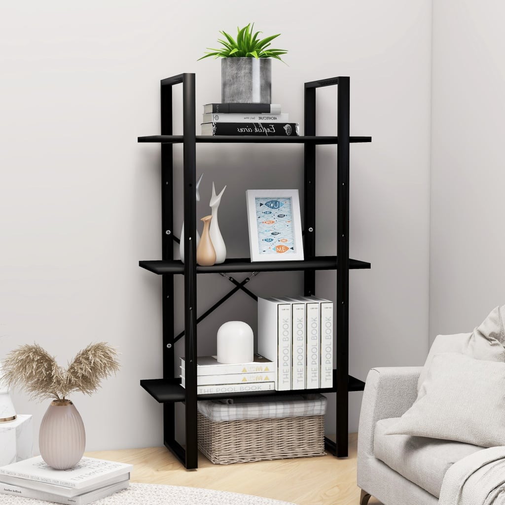 vidaXL Storage Shelf Black 60x30x105 cm Engineered Wood