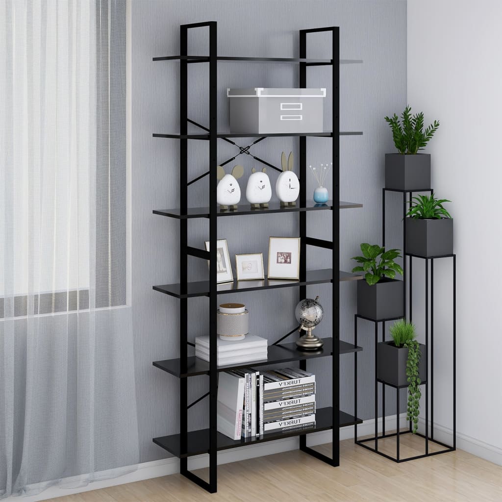 vidaXL High Cabinet Black 100x30x210 cm Engineered Wood