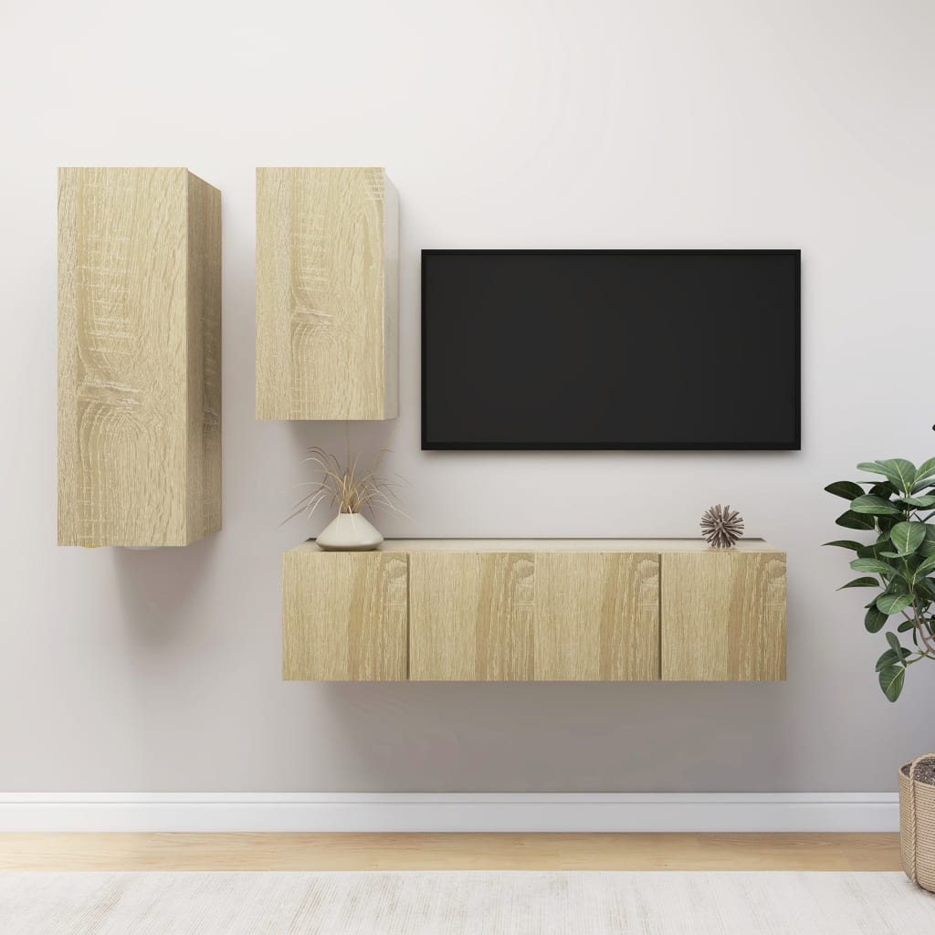 vidaXL 4 Piece TV Cabinet Set Sonoma Oak Engineered Wood