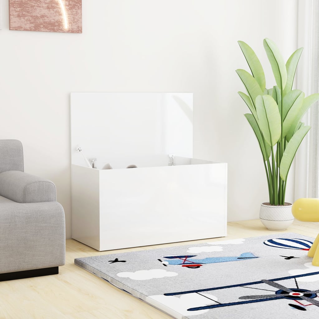 vidaXL Storage Chest High Gloss White 84x42x46 cm Engineered Wood