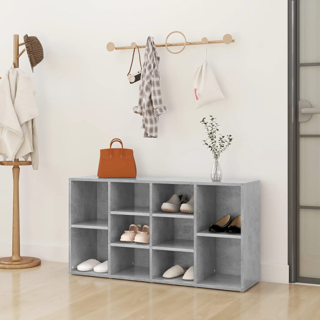 vidaXL Shoe Bench Concrete Grey 103x30x54.5 cm Engineered Wood