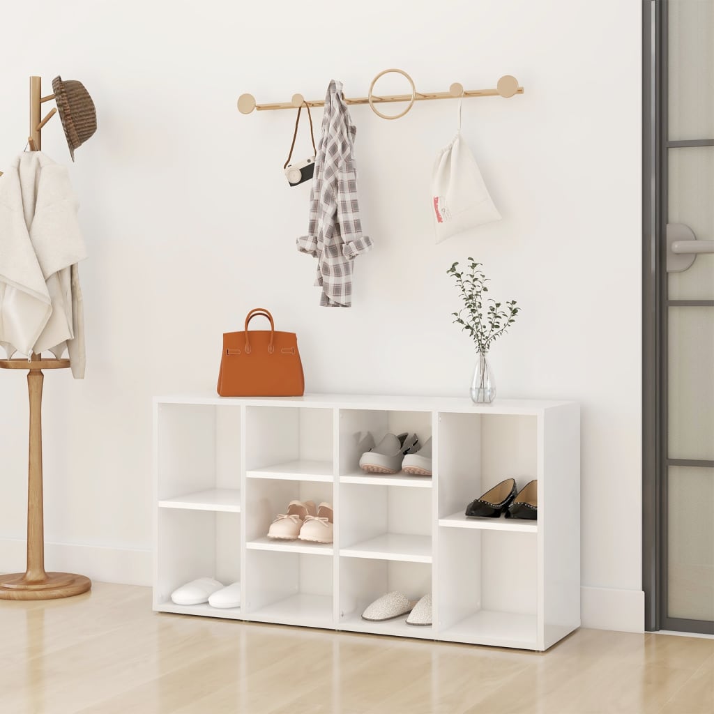vidaXL Shoe Bench High Gloss White 103x30x54.5 cm Engineered Wood