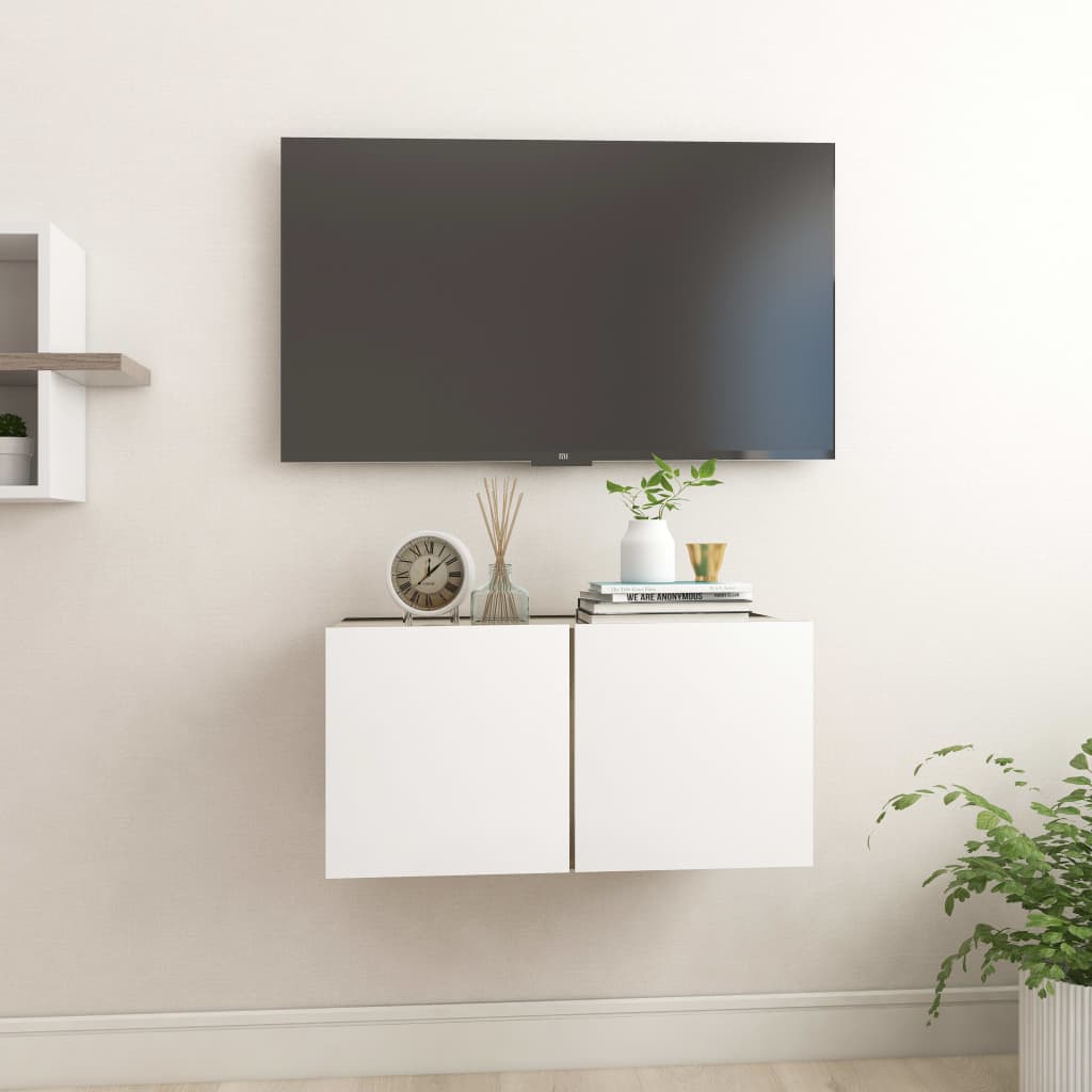 vidaXL Hanging TV Cabinet White and Sonoma Oak 60x30x30 cm