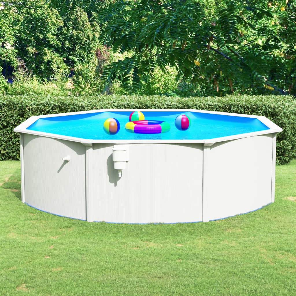vidaXL Swimming Pool with Steel Wall Round 460x120 cm White