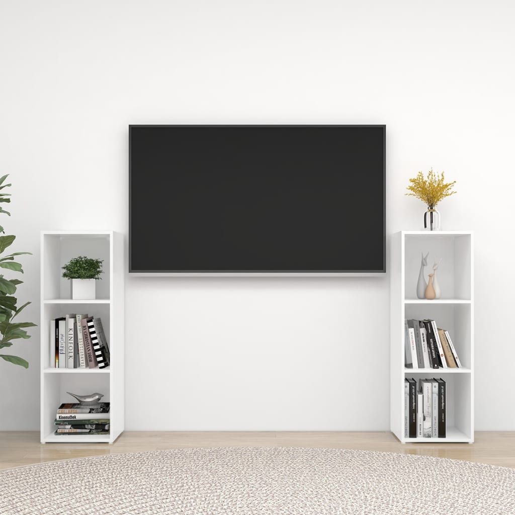 vidaXL TV Cabinets 2 pcs High Gloss White 107x35x37 cm Engineered Wood