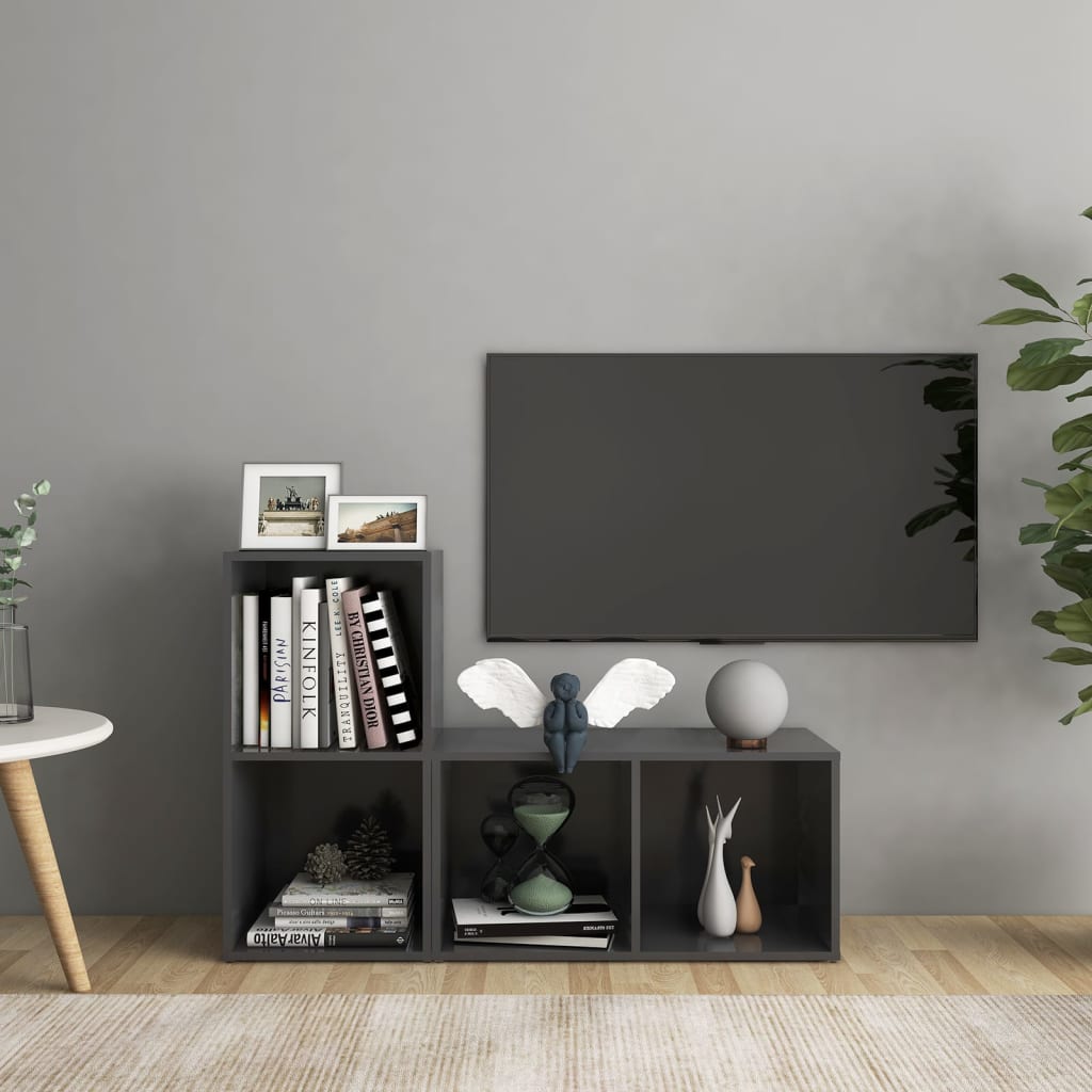 vidaXL TV Cabinets 2 pcs Grey 72x35x36.5 cm Engineered Wood