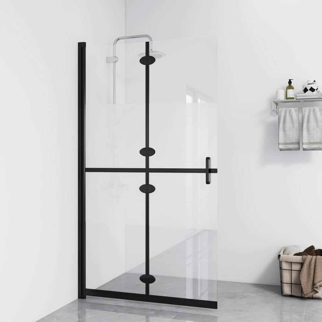 vidaXL Foldable Walk-in Shower Wall Half Frosted ESG Glass 90x190 cm
