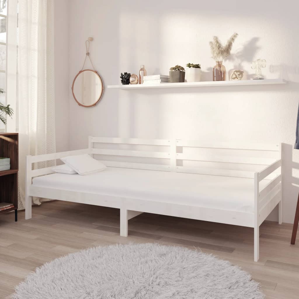 vidaXL Day Bed White Solid Pinewood 90x200 cm