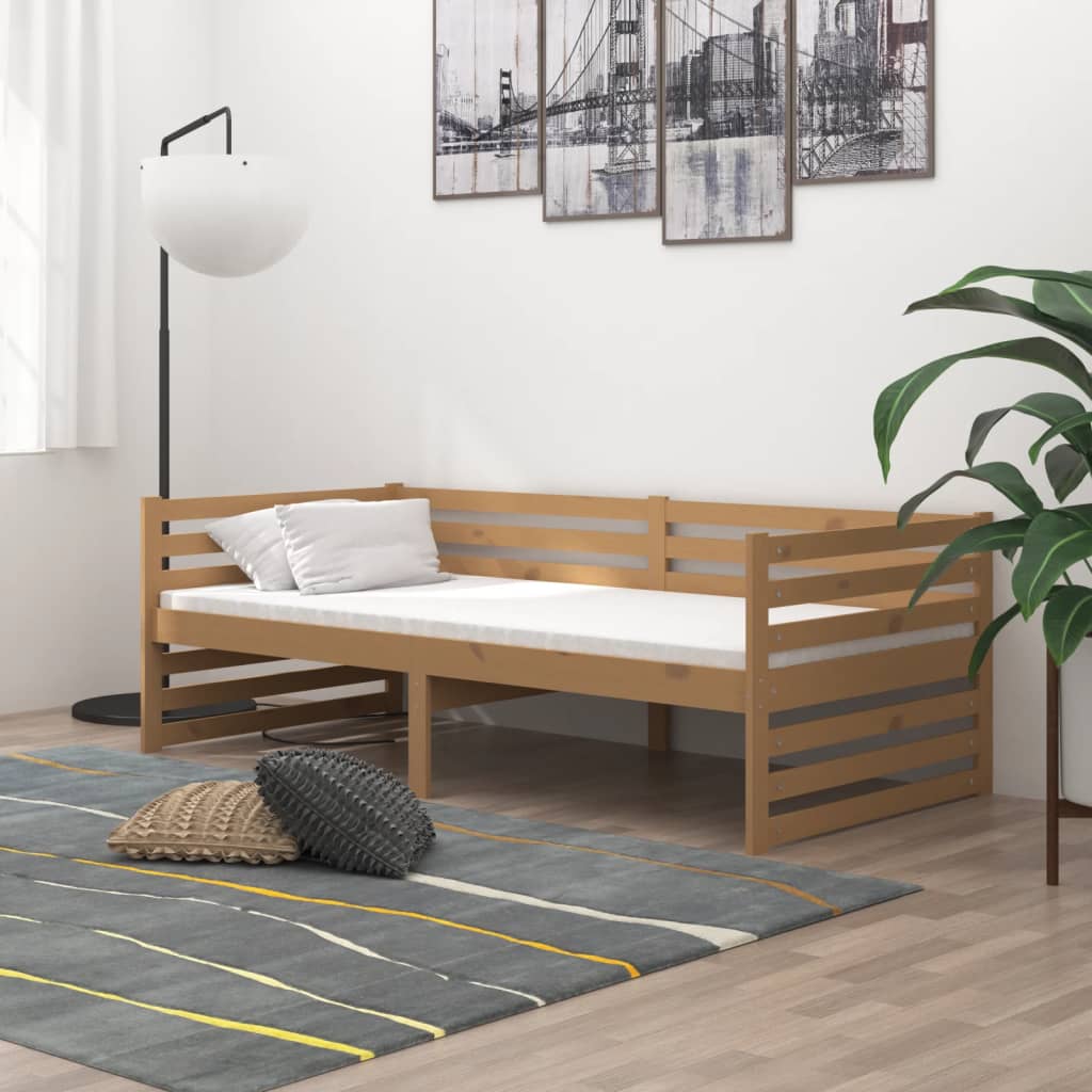 vidaXL Day Bed Honey Brown Solid Pinewood 90x200 cm