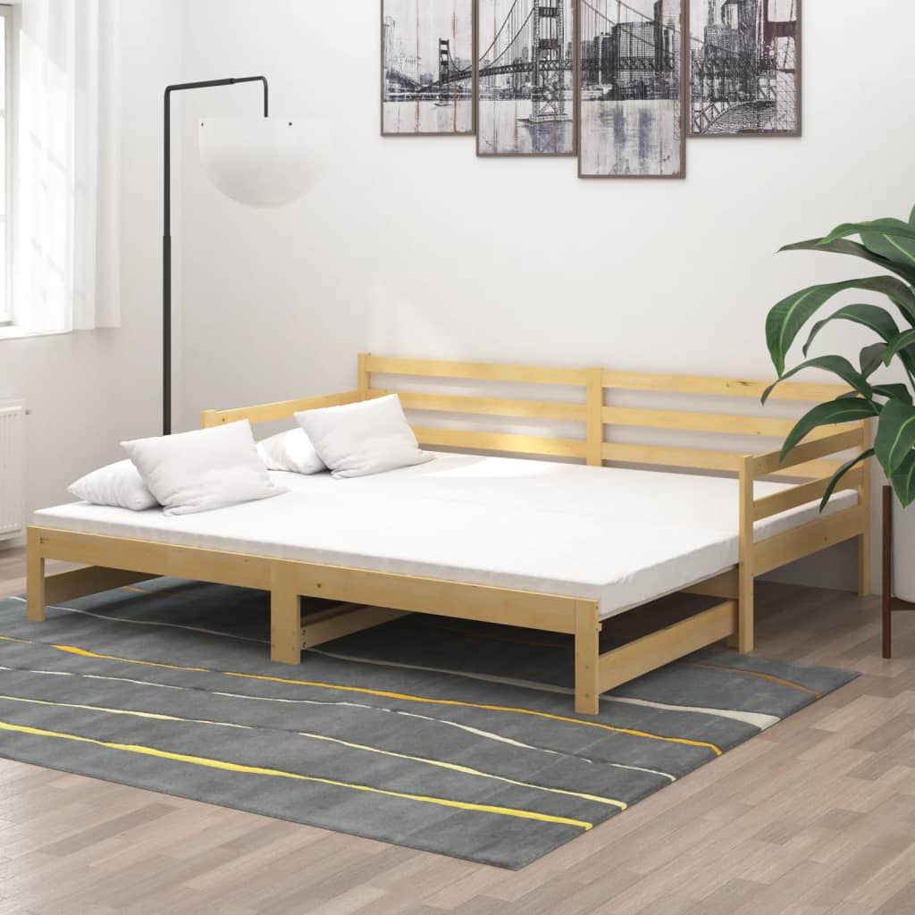vidaXL Pull-out Day Bed Solid Pinewood 2x