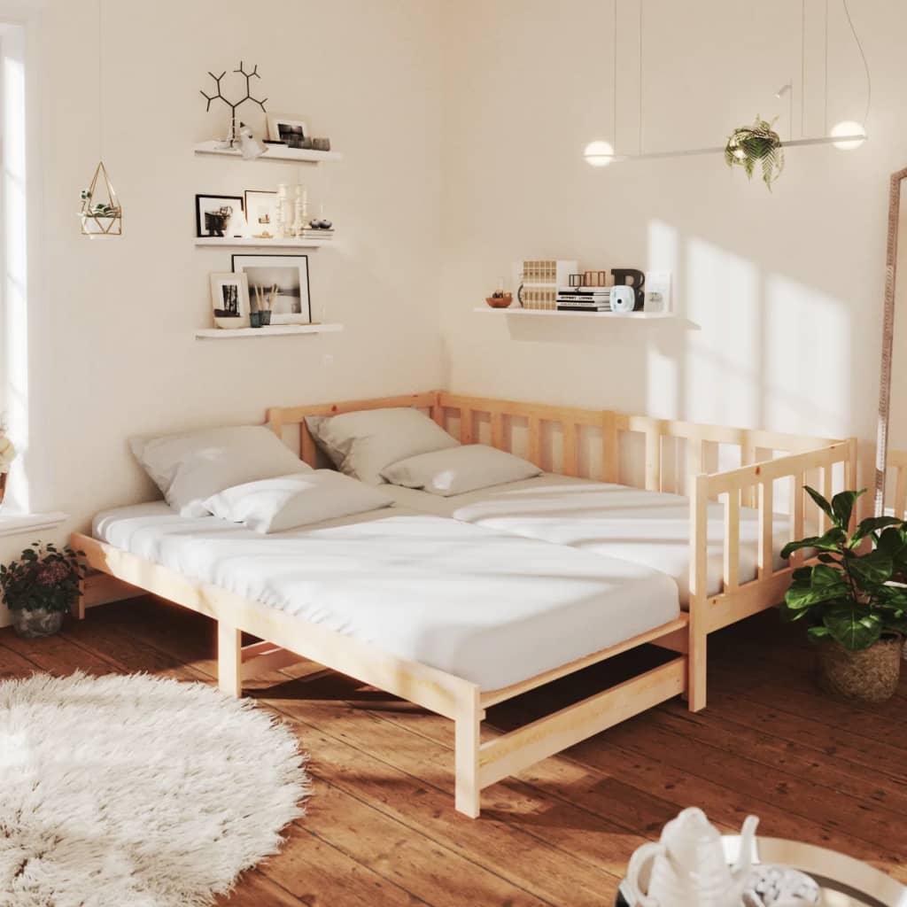 vidaXL Pull-out Day Bed Solid Pinewood 2x