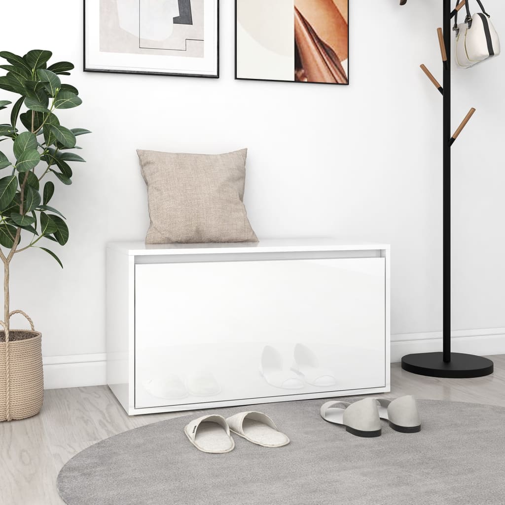 vidaXL Hall Bench 80x40x45 cm High Gloss White Engineered Wood