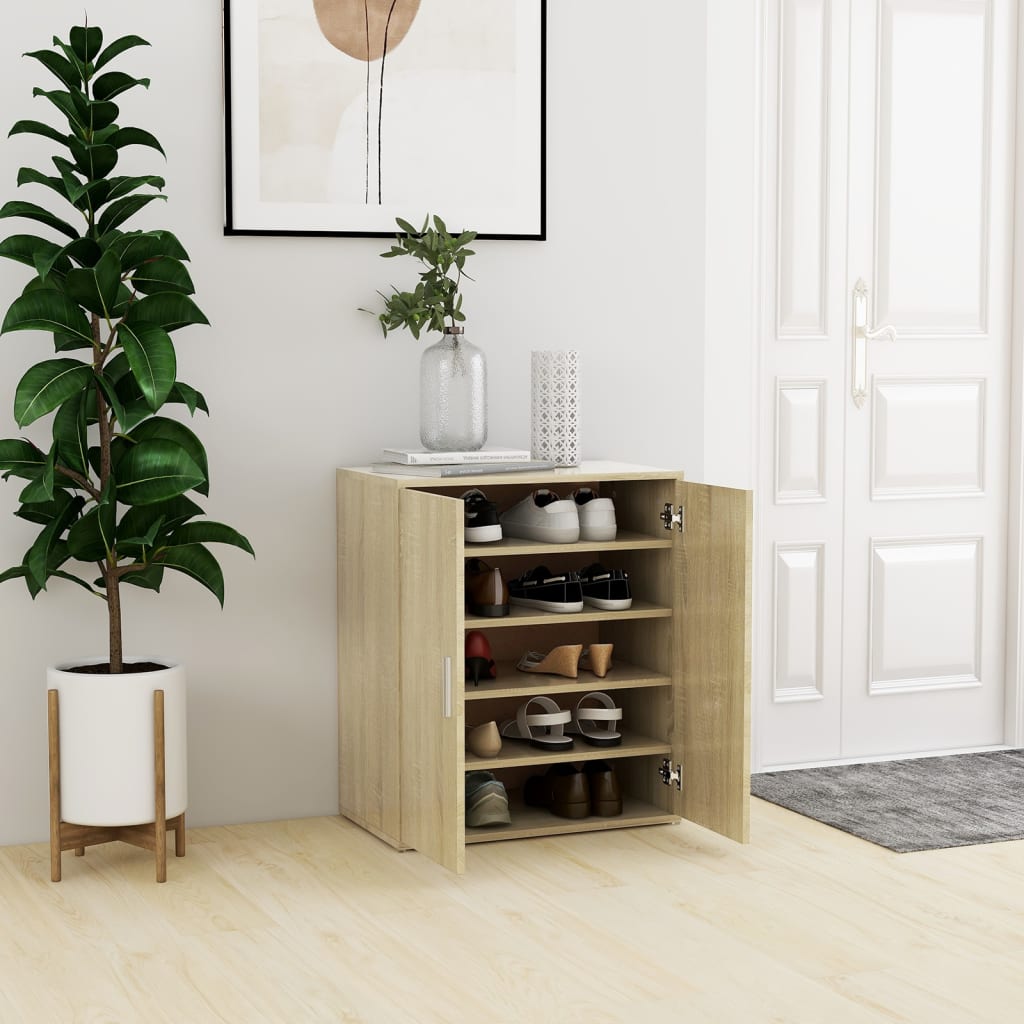 vidaXL Shoe Cabinet Sonoma Oak 60x35x70 cm Engineered Wood