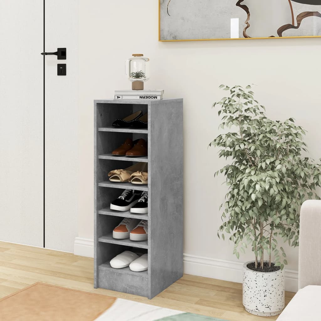 vidaXL Shoe Cabinet Concrete Grey 31.5x35x90 cm Engineered Wood