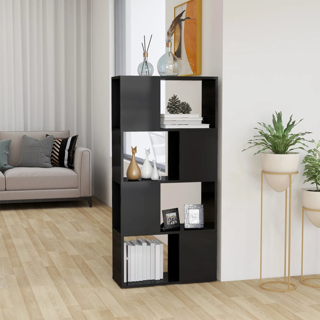 vidaXL Book Cabinet Room Divider High Gloss Grey 60x24x124.5 cm
