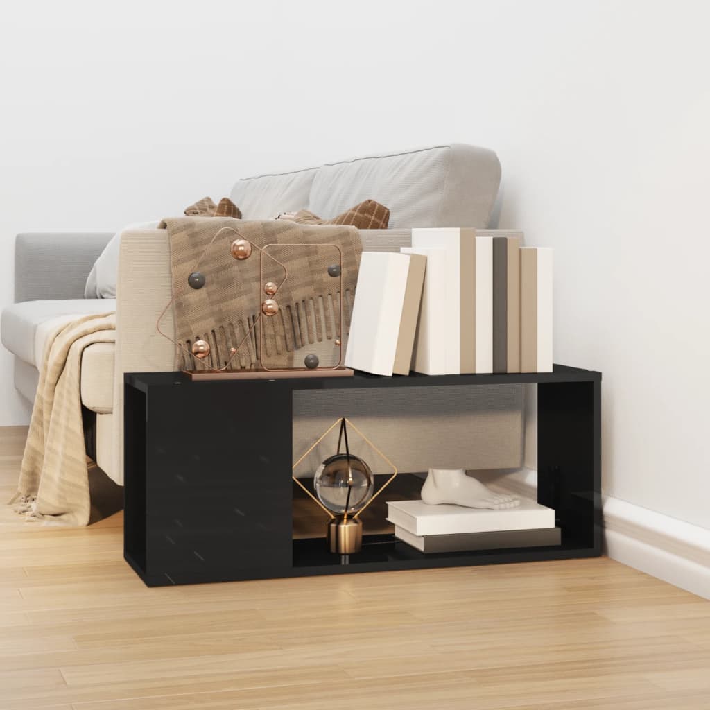 vidaXL TV Cabinet High Gloss Black 80x24x32 cm Engineered Wood