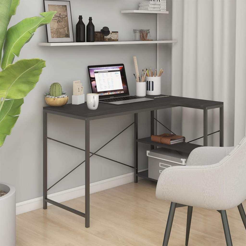 vidaXL Computer Desk Black 110x72x70 cm Engineered Wood