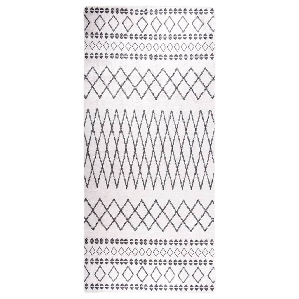 vidaXL Rug Washable 80x300 cm Black and White Anti Slip